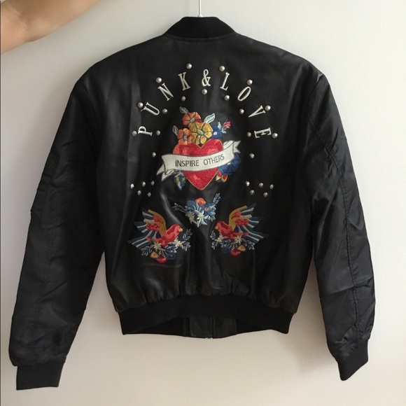 Zara Punk & Love Studded Bomber Jacket - Picture 3 of 5